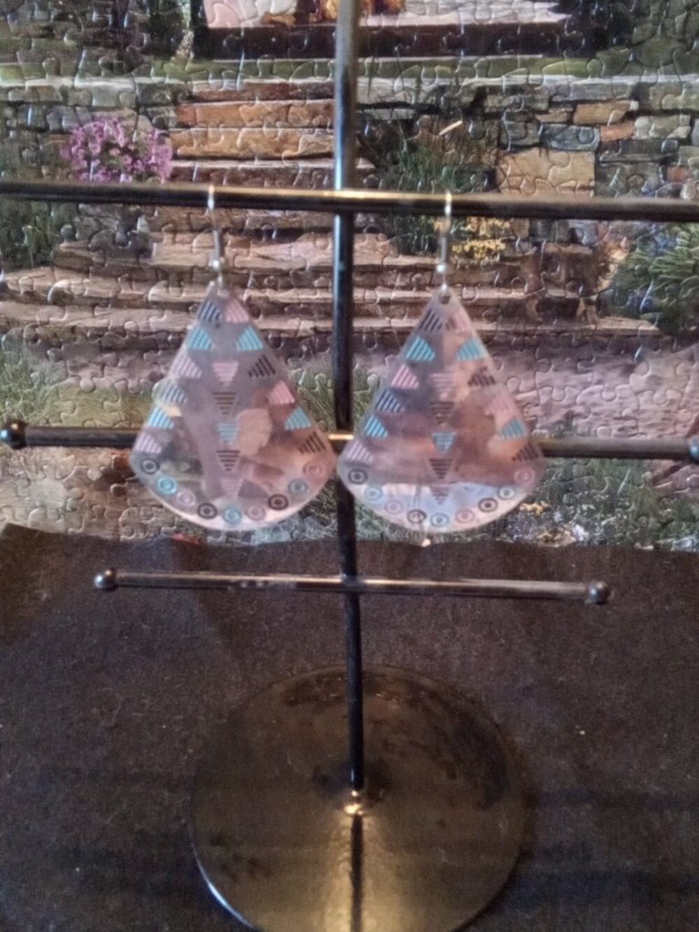 Silver Boho Triangular Earrings